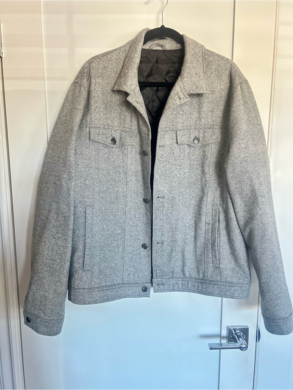 Zara Men's Grey Wool-Blend Button Jacket Size XL